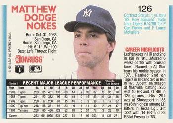 Matt Nokes  baseball card collectible - Main Image 2