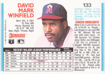 Dave Winfield  baseball card collectible - Main Image 2