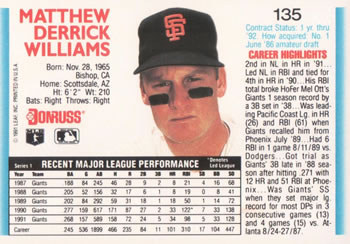Matt Williams  baseball card collectible - Main Image 2