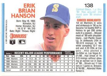 Erik Hanson  baseball card collectible - Main Image 2