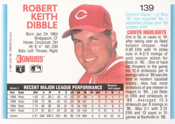Rob Dibble  baseball card collectible - Main Image 2