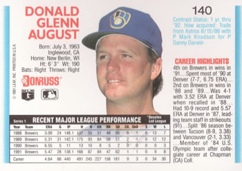 Don August  baseball card collectible - Main Image 2