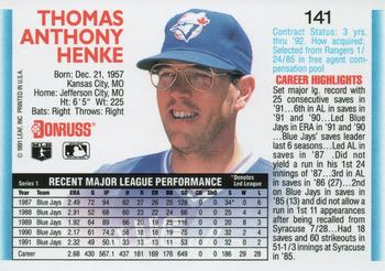 Tom Henke  baseball card collectible - Main Image 2