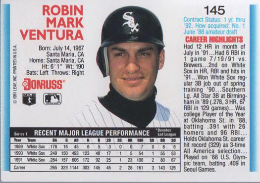 Robin Ventura  baseball card collectible - Main Image 2