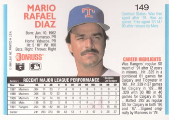 Mario Diaz  baseball card collectible - Main Image 2