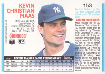 Kevin Maas  baseball card collectible - Main Image 2