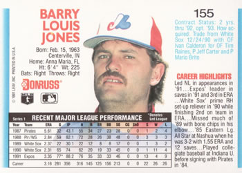 Barry Jones  baseball card collectible - Main Image 2
