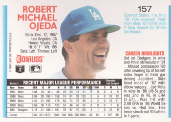 Bobby Ojeda  baseball card collectible - Main Image 2