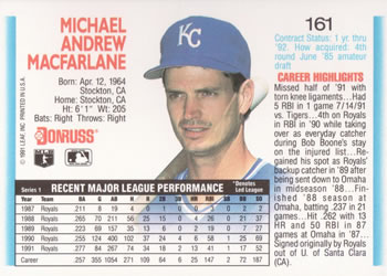 Mike Macfarlane  baseball card collectible - Main Image 2