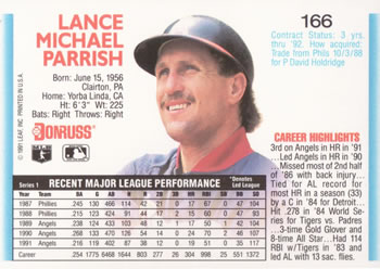 Lance Parrish  baseball card collectible - Main Image 2