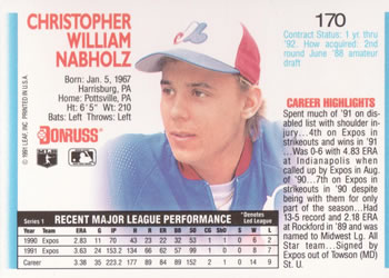Chris Nabholz  baseball card collectible - Main Image 2