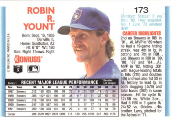 Robin Yount  baseball card collectible - Main Image 2