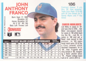 John Franco  baseball card collectible - Main Image 2