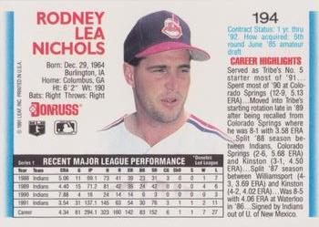 Rod Nichols  baseball card collectible - Main Image 2