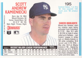 Scott Kamieniecki  baseball card collectible - Main Image 2