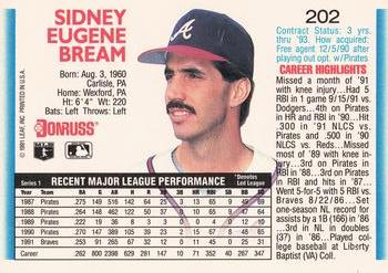 Sid Bream  baseball card collectible - Main Image 2