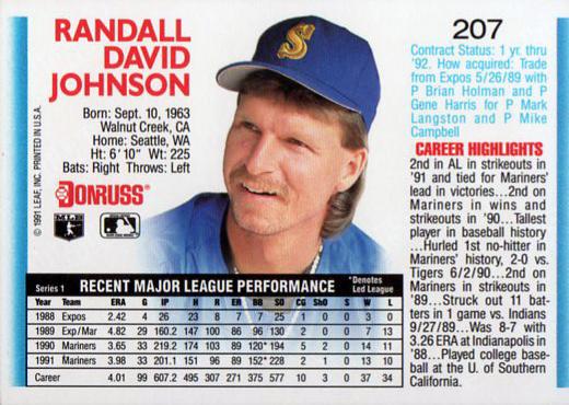 Randy Johnson  baseball card collectible - Main Image 2