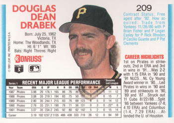 Doug Drabek  baseball card collectible - Main Image 2