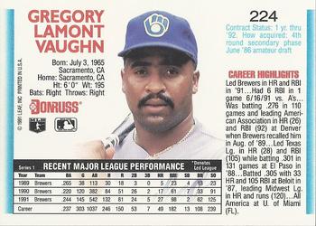 Greg Vaughn  baseball card collectible - Main Image 2