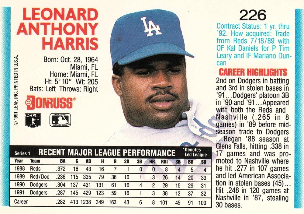 Lenny Harris  baseball card collectible - Main Image 2