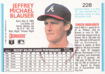 Jeff Blauser  baseball card collectible - Main Image 2