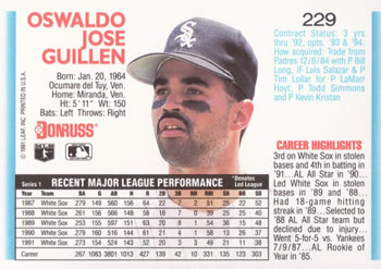 Ozzie Guillen  baseball card collectible - Main Image 2