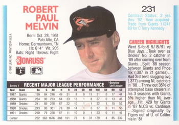 Bob Melvin  baseball card collectible - Main Image 2