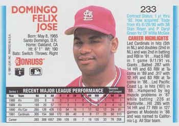 Felix Jose  baseball card collectible - Main Image 2