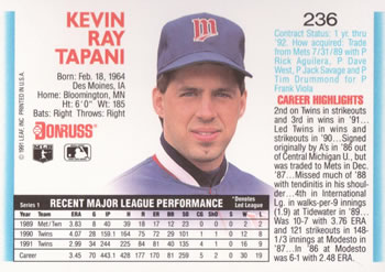Kevin Tapani  baseball card collectible - Main Image 2
