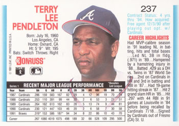 Terry Pendleton  baseball card collectible - Main Image 2