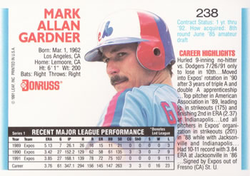 Mark Gardner  baseball card collectible - Main Image 2