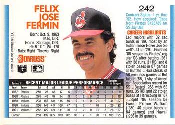 Felix Fermin  baseball card collectible - Main Image 2