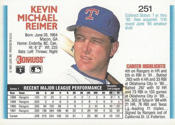 Kevin Reimer  baseball card collectible - Main Image 2