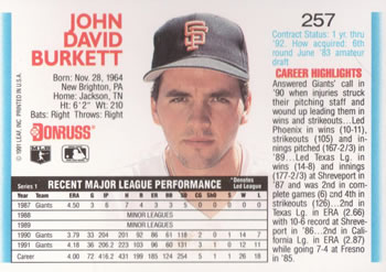 John Burkett  baseball card collectible - Main Image 2