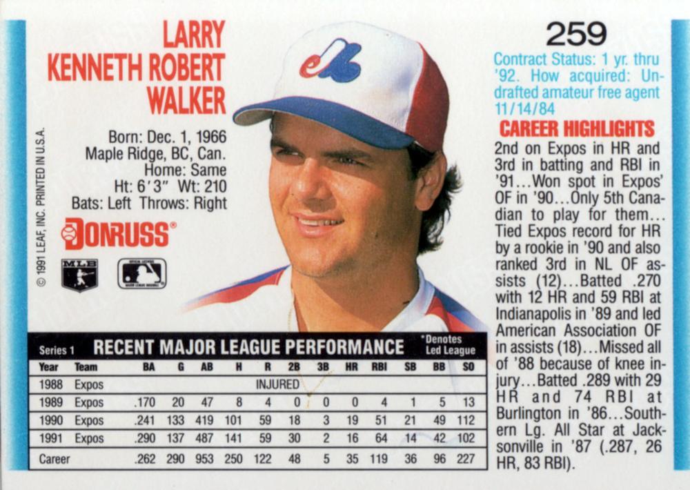 Larry Walker  baseball card collectible - Main Image 2