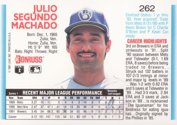 Julio Machado  baseball card collectible - Main Image 2