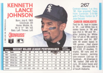 Lance Johnson  baseball card collectible - Main Image 2