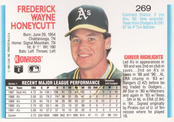 Rick Honeycutt  baseball card collectible - Main Image 2
