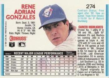 Rene Gonzales  baseball card collectible - Main Image 2