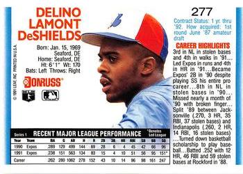 Delino DeShields  baseball card collectible - Main Image 2