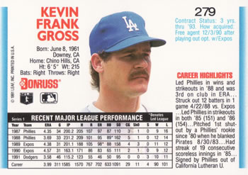 Kevin Gross  baseball card collectible - Main Image 2