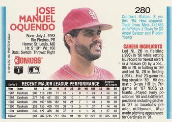 Jose Oquendo  baseball card collectible - Main Image 2