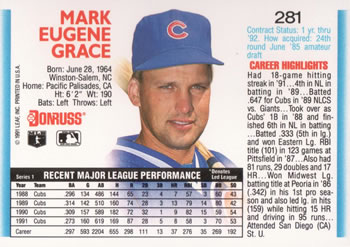 Mark Grace  baseball card collectible - Main Image 2
