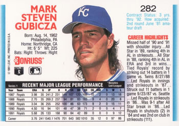 Mark Gubicza  baseball card collectible - Main Image 2