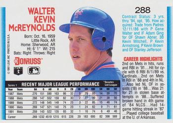 Kevin McReynolds  baseball card collectible - Main Image 2