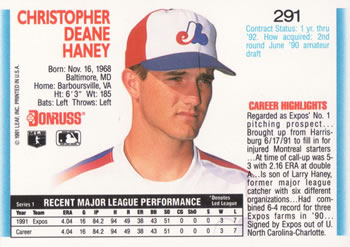 Chris Haney  baseball card collectible - Main Image 2