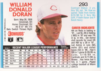 Bill Doran  baseball card collectible - Main Image 2