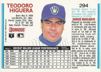 Ted Higuera  baseball card collectible - Main Image 2