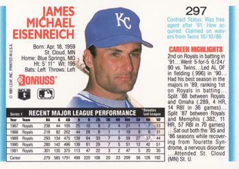 Jim Eisenreich  baseball card collectible - Main Image 2