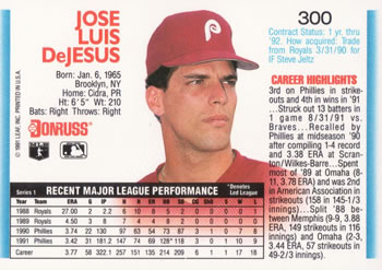 Jose DeJesus  baseball card collectible - Main Image 2